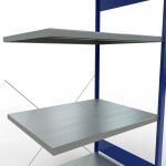 Anbauregal, Fachbodenregal Stecksystem MULTIplus330, 2000 x 1000 x 800 mm (HxBxT), 5 Fachböden, Kreuzstrebe, RAL 5010 enzianblau/verzinkt