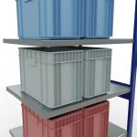 Anbauregal, Fachbodenregal Stecksystem MULTIplus330, 2500 x 1000 x 800 mm (HxBxT), 6 Fachböden, Kreuzstrebe, RAL 5010 enzianblau/verzinkt