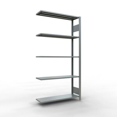 Anbauregal, Fachbodenregal Stecksystem MULTIplus85, 2000 x 1000 x 300 mm (HxBxT), 5 Fachböden, Längenriegel, verzinkt