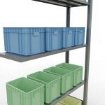 Anbauregal, Fachbodenregal Stecksystem MULTIplus85, 2000 x 1000 x 300 mm (HxBxT), 5 Fachböden, Längenriegel, verzinkt