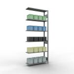 Anbauregal, Fachbodenregal Stecksystem MULTIplus85, 2500 x 1000 x 300 mm (HxBxT), 6 Fachböden, Längenriegel, verzinkt