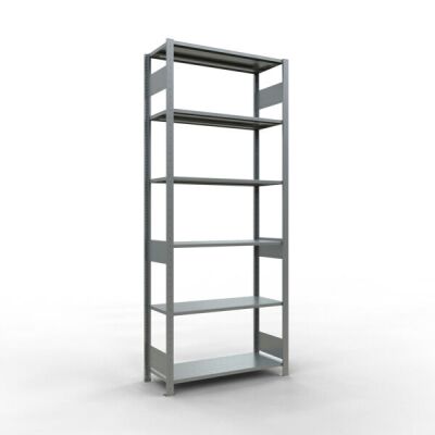 Grundregal, Fachbodenregal Stecksystem MULTIplus85, 2500 x 1000 x 400 mm (HxBxT), 6 Fachböden, Längenriegel, verzinkt