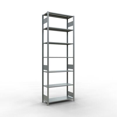 Grundregal, Fachbodenregal Stecksystem MULTIplus85, 3000 x 1000 x 400 mm (HxBxT), 7 Fachböden, Längenriegel, verzinkt