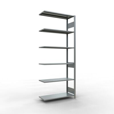 Anbauregal, Fachbodenregal Stecksystem MULTIplus85, 2500 x 1000 x 400 mm (HxBxT), 6 Fachböden, Längenriegel, verzinkt