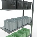 Anbauregal, Fachbodenregal Stecksystem MULTIplus85, 2500 x 1000 x 400 mm (HxBxT), 6 Fachböden, Längenriegel, verzinkt