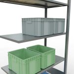 Anbauregal, Fachbodenregal Stecksystem MULTIplus85, 2000 x 1000 x 500 mm (HxBxT), 5 Fachböden, Längenriegel, verzinkt