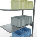 Anbauregal, Fachbodenregal Stecksystem MULTIplus85, 2500 x 1000 x 500 mm (HxBxT), 6 Fachböden, Längenriegel, verzinkt