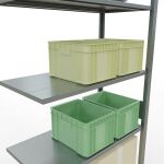 Anbauregal, Fachbodenregal Stecksystem MULTIplus85, 3000 x 1000 x 500 mm (HxBxT), 7 Fachböden, Längenriegel, verzinkt