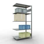 Anbauregal, Fachbodenregal Stecksystem MULTIplus85, 2000 x 1000 x 600 mm (HxBxT), 5 Fachböden, Längenriegel, verzinkt