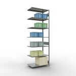 Anbauregal, Fachbodenregal Stecksystem MULTIplus85, 3000 x 1000 x 600 mm (HxBxT), 7 Fachböden, Längenriegel, verzinkt
