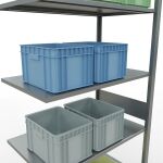 Anbauregal, Fachbodenregal Stecksystem MULTIplus85, 3000 x 1000 x 600 mm (HxBxT), 7 Fachböden, Längenriegel, verzinkt