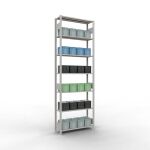 Grundregal, Fachbodenregal Stecksystem MULTIplus85, 3000 x 1000 x 300 mm (HxBxT), 7 Fachböden, Längenriegel, RAL 7035 lichtgrau