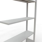 Anbauregal, Fachbodenregal Stecksystem MULTIplus85, 2000 x 1000 x 300 mm (HxBxT), 5 Fachböden, Längenriegel, RAL 7035 lichtgrau