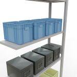 Anbauregal, Fachbodenregal Stecksystem MULTIplus85, 3000 x 1000 x 300 mm (HxBxT), 7 Fachböden, Längenriegel, RAL 7035 lichtgrau