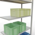 Anbauregal, Fachbodenregal Stecksystem MULTIplus85, 2000 x 1000 x 500 mm (HxBxT), 5 Fachböden, Längenriegel, RAL 7035 lichtgrau