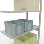 Anbauregal, Fachbodenregal Stecksystem MULTIplus85, 2500 x 1000 x 500 mm (HxBxT), 6 Fachböden, Längenriegel, RAL 7035 lichtgrau