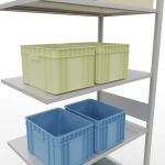 Anbauregal, Fachbodenregal Stecksystem MULTIplus85, 3000 x 1000 x 600 mm (HxBxT), 7 Fachböden, Längenriegel, RAL 7035 lichtgrau