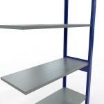 Anbauregal, Fachbodenregal Stecksystem MULTIplus85, 2500 x 1000 x 400 mm (HxBxT), 6 Fachböden, Längenriegel, RAL 5010 enzianblau