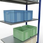 Anbauregal, Fachbodenregal Stecksystem MULTIplus85, 2000 x 1000 x 500 mm (HxBxT), 5 Fachböden, Längenriegel, RAL 5010 enzianblau