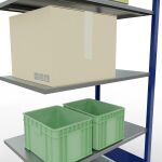 Anbauregal, Fachbodenregal Stecksystem MULTIplus85, 2000 x 1000 x 600 mm (HxBxT), 5 Fachböden, Längenriegel, RAL 5010 enzianblau