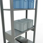 Grundregal, Fachbodenregal Stecksystem MULTIplus150, 2500 x 750 x 300 mm (HxBxT), 6 Fachböden, Längenriegel, verzinkt