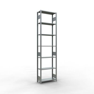 Grundregal, Fachbodenregal Stecksystem MULTIplus150, 3000 x 750 x 300 mm (HxBxT), 7 Fachböden, Längenriegel, verzinkt