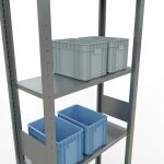 Grundregal, Fachbodenregal Stecksystem MULTIplus150, 3000 x 750 x 300 mm (HxBxT), 7 Fachböden, Längenriegel, verzinkt