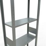 Grundregal, Fachbodenregal Stecksystem MULTIplus150, 3000 x 750 x 300 mm (HxBxT), 7 Fachböden, Längenriegel, verzinkt