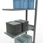 Anbauregal, Fachbodenregal Stecksystem MULTIplus150, 2500 x 750 x 300 mm (HxBxT), 6 Fachböden, Längenriegel, verzinkt