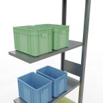 Anbauregal, Fachbodenregal Stecksystem MULTIplus150, 3000 x 750 x 300 mm (HxBxT), 7 Fachböden, Längenriegel, verzinkt