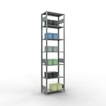 Grundregal, Fachbodenregal Stecksystem MULTIplus150, 3000 x 750 x 400 mm (HxBxT), 7 Fachböden, Längenriegel, verzinkt
