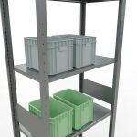 Grundregal, Fachbodenregal Stecksystem MULTIplus150, 3000 x 750 x 400 mm (HxBxT), 7 Fachböden, Längenriegel, verzinkt