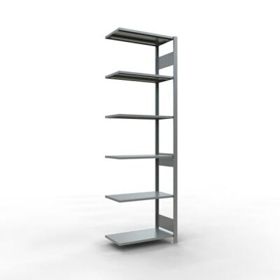 Anbauregal, Fachbodenregal Stecksystem MULTIplus150, 2500 x 750 x 400 mm (HxBxT), 6 Fachböden, Längenriegel, verzinkt