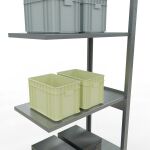 Anbauregal, Fachbodenregal Stecksystem MULTIplus150, 2500 x 750 x 400 mm (HxBxT), 6 Fachböden, Längenriegel, verzinkt