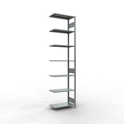 Anbauregal, Fachbodenregal Stecksystem MULTIplus150, 3000 x 750 x 400 mm (HxBxT), 7 Fachböden, Längenriegel, verzinkt