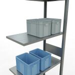 Anbauregal, Fachbodenregal Stecksystem MULTIplus150, 3000 x 750 x 400 mm (HxBxT), 7 Fachböden, Längenriegel, verzinkt