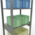 Grundregal, Fachbodenregal Stecksystem MULTIplus150, 2500 x 750 x 500 mm (HxBxT), 6 Fachböden, Längenriegel, verzinkt