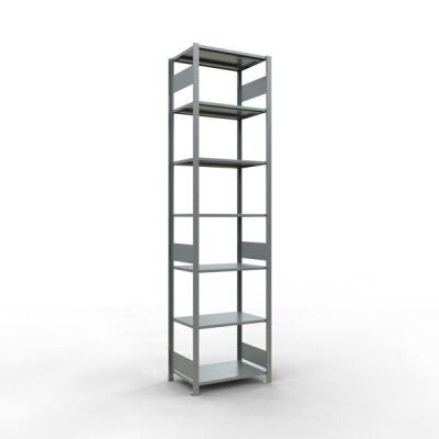 Grundregal, Fachbodenregal Stecksystem MULTIplus150, 3000 x 750 x 500 mm (HxBxT), 7 Fachböden, Längenriegel, verzinkt