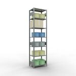 Grundregal, Fachbodenregal Stecksystem MULTIplus150, 3000 x 750 x 500 mm (HxBxT), 7 Fachböden, Längenriegel, verzinkt