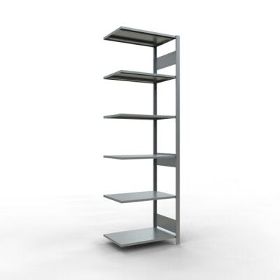 Anbauregal, Fachbodenregal Stecksystem MULTIplus150, 2500 x 750 x 500 mm (HxBxT), 6 Fachböden, Längenriegel, verzinkt