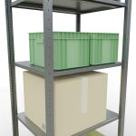 Grundregal, Fachbodenregal Stecksystem MULTIplus150, 2000 x 750 x 600 mm (HxBxT), 5 Fachböden, Längenriegel, verzinkt