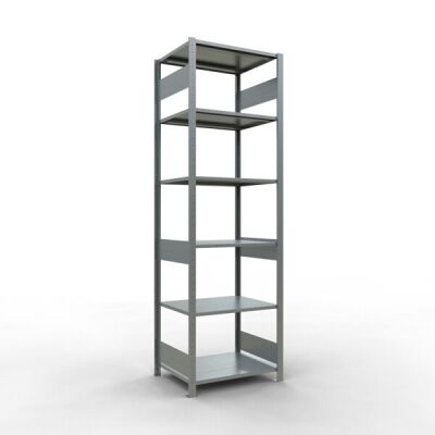 Grundregal, Fachbodenregal Stecksystem MULTIplus150, 2500 x 750 x 600 mm (HxBxT), 6 Fachböden, Längenriegel, verzinkt