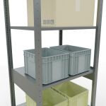 Grundregal, Fachbodenregal Stecksystem MULTIplus150, 2500 x 750 x 600 mm (HxBxT), 6 Fachböden, Längenriegel, verzinkt