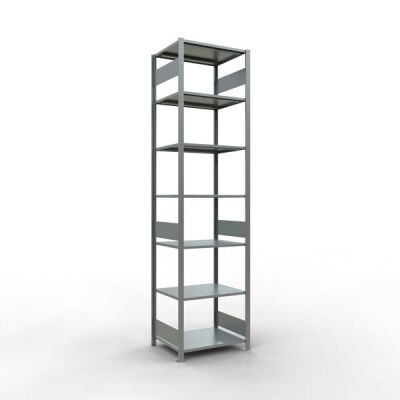 Grundregal, Fachbodenregal Stecksystem MULTIplus150, 3000 x 750 x 600 mm (HxBxT), 7 Fachböden, Längenriegel, verzinkt