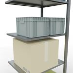 Anbauregal, Fachbodenregal Stecksystem MULTIplus150, 2000 x 750 x 600 mm (HxBxT), 5 Fachböden, Längenriegel, verzinkt