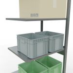 Anbauregal, Fachbodenregal Stecksystem MULTIplus150, 2500 x 750 x 600 mm (HxBxT), 6 Fachböden, Längenriegel, verzinkt