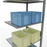 Anbauregal, Fachbodenregal Stecksystem MULTIplus150, 3000 x 750 x 600 mm (HxBxT), 7 Fachböden, Längenriegel, verzinkt