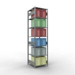 Grundregal, Fachbodenregal Stecksystem MULTIplus150, 3000 x 750 x 800 mm (HxBxT), 7 Fachböden, Längenriegel, verzinkt