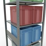 Grundregal, Fachbodenregal Stecksystem MULTIplus150, 3000 x 750 x 800 mm (HxBxT), 7 Fachböden, Längenriegel, verzinkt