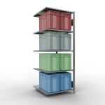Anbauregal, Fachbodenregal Stecksystem MULTIplus150, 2000 x 750 x 800 mm (HxBxT), 5 Fachböden, Längenriegel, verzinkt